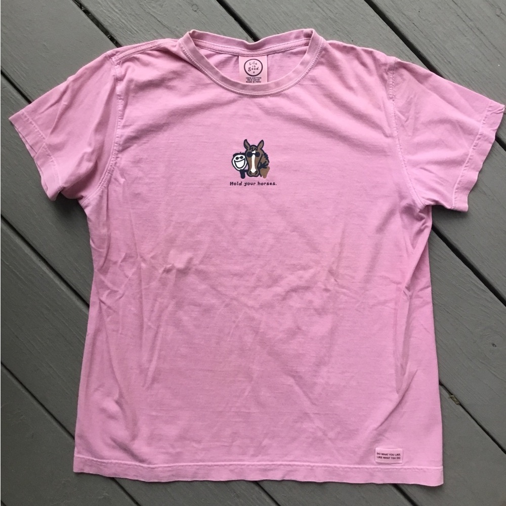 Life is Good Pink Women’s Hold Your Horses T-Shirt